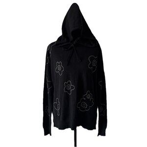 J. Society Black Sweater Pullover Black Flower Sz‎ Small Boho Minimalist Capsule